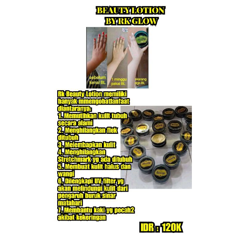 BEAUTY LOTION  RK GLOW ORIGINALL 100% ASLI BPOM