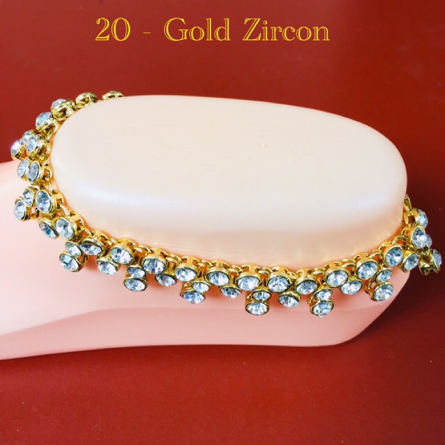 TERMURAH payal / Gelang Kaki India Gold & Silver Zircon
