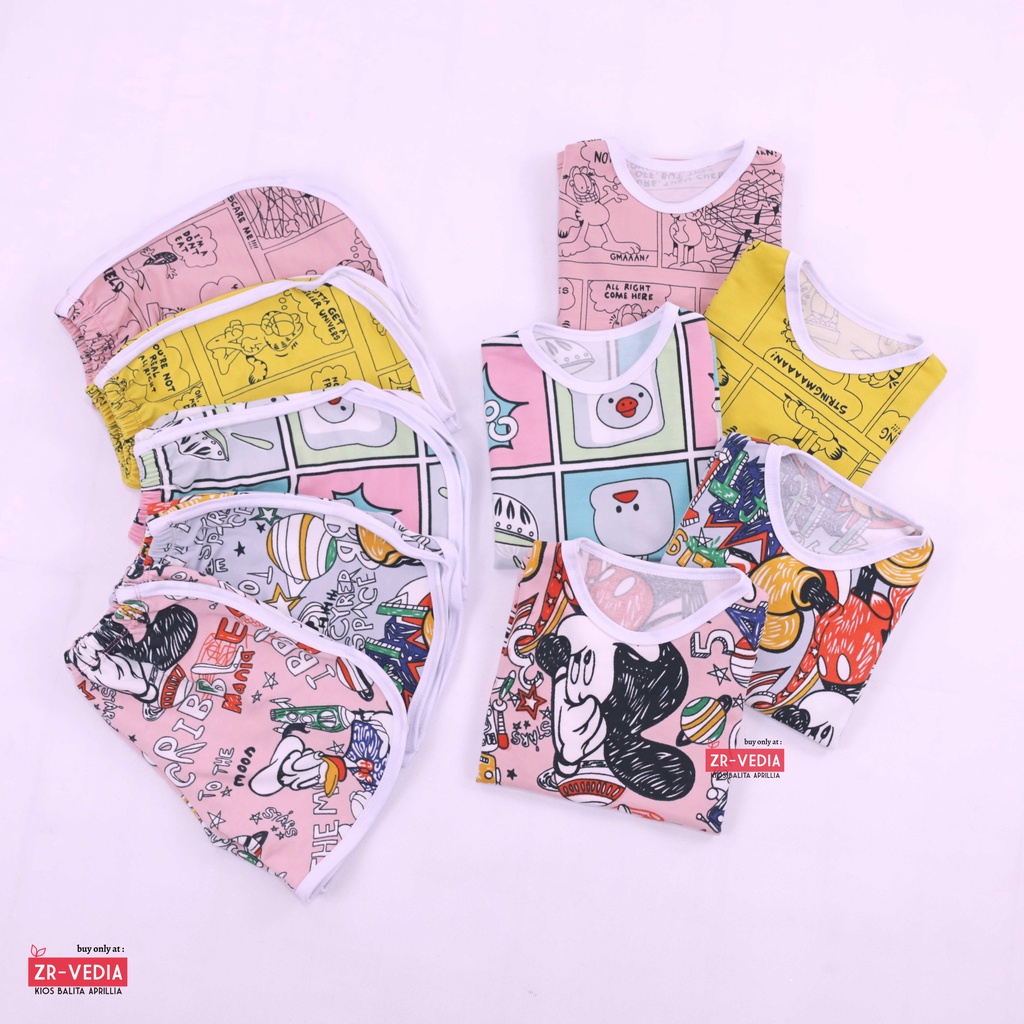 [MOTIF] Set Chuba Chups uk Bayi - 3 Tahun / PREMIUM Baju Baby Perempuan Pendek Setelan Tidur Adem List