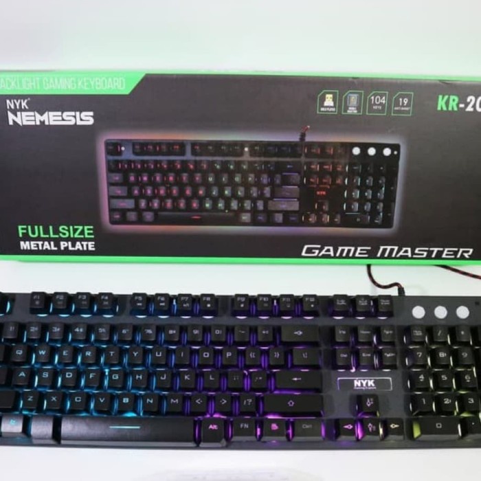 NYK KR-201|KR201 GAMEMASTER Keyboard GAMING Rainbow Back Light - FullSize