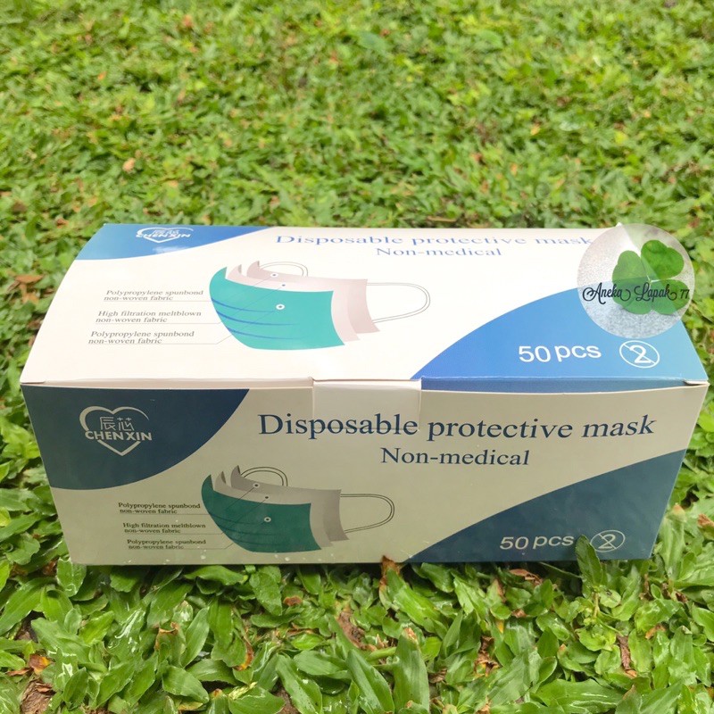 Masker 3 Ply Disposible PROTEKTIVE Mask 50 pcs Masker Pelindung Wajah Muka Mulut Hidung