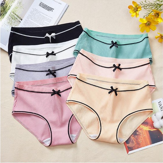 BEE - Celana Dalam Wanita - Underwear Cewek Polos list hitam Pita - Celana Dalam Sexy Gaya Korea Katun 49 / A04 TM