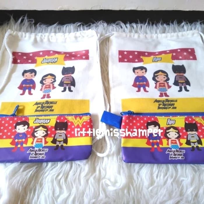 

paket custom tas punggung blacu & tempat pensil + nama teman satu2