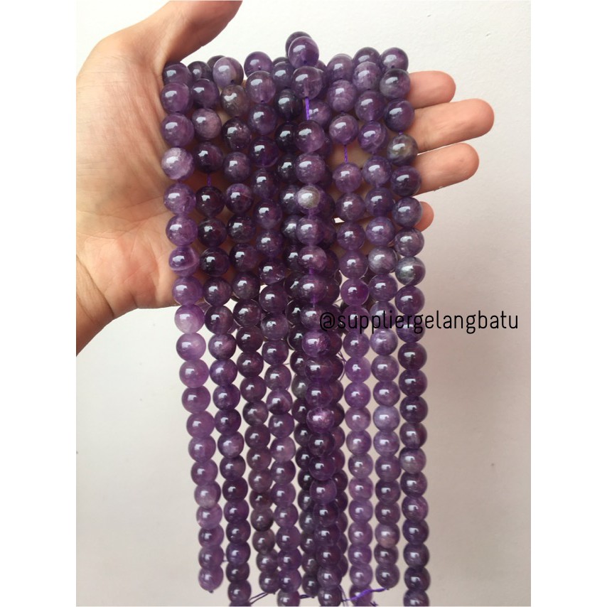 bahan batu kecubung susu 12mm amethyst kalimantan martapura original ungu violet bahan fashion craft