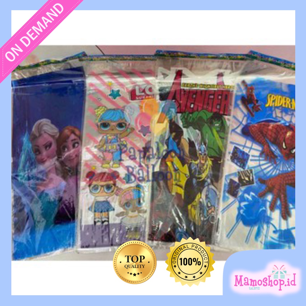 

Kantong goodie bag plastik hampers frozen avenger spiderman lol per pcs