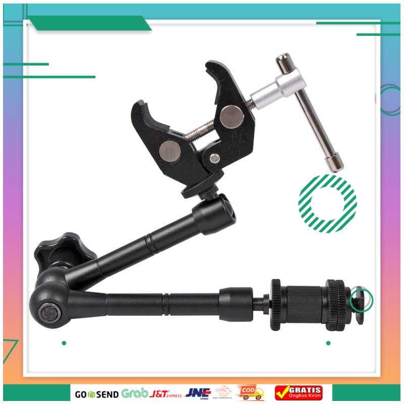 (BISA COD) FTIHSHP Articulating Magic Arm + Super Clamp DLSR LCD Flash - JT10002