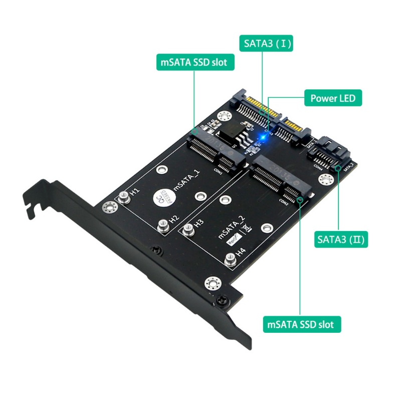 Konverter Adapter Kartu Ekspansi btsg Dual MSATA Ke SATA3 Bracket Tinggi Penuh Untuk HDD