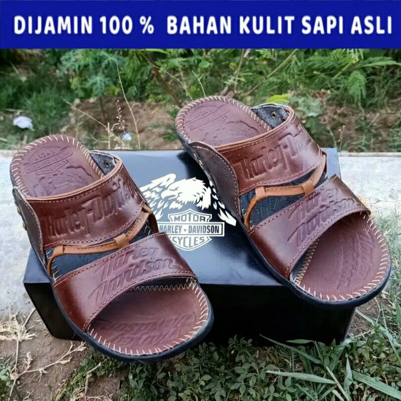 Sandal Kulit Harley Davidson / Kulit Asli / Sandal Pria