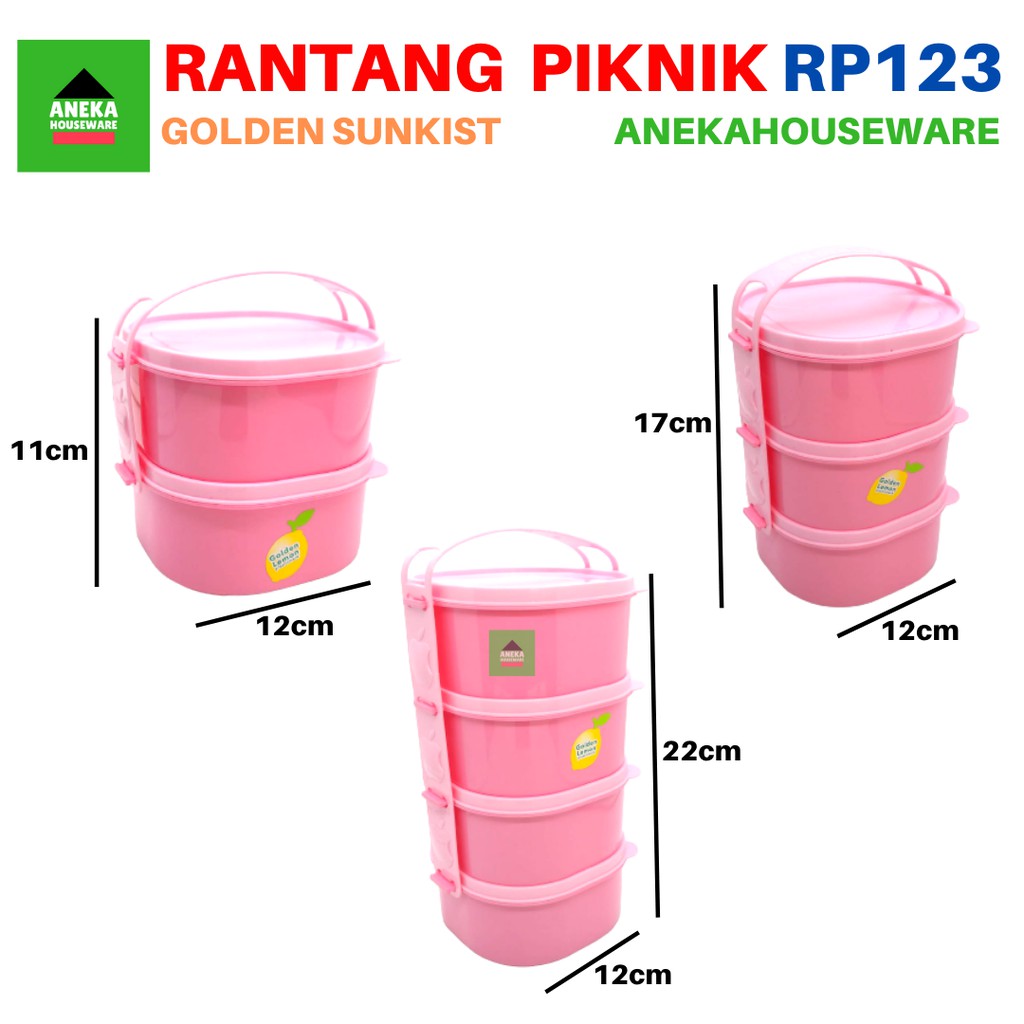 Rantang Piknik Susun Anak Wadah Saji Makanan RP 123 Golden Sunkist