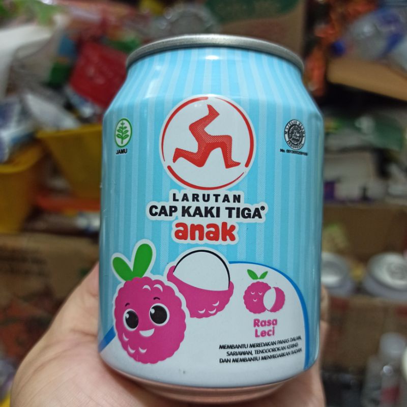 

Larutan Cap Kaki Tiga Kaleng Anak Leci Lychee 250 Ml