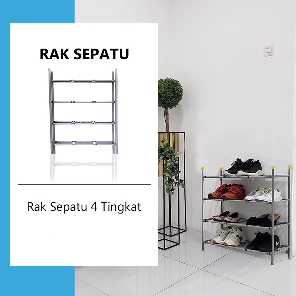 Rak Sepatu Serbaguna portable / Tempat penyimpanan Sepatu sandal Storage Organizer 4 Susun