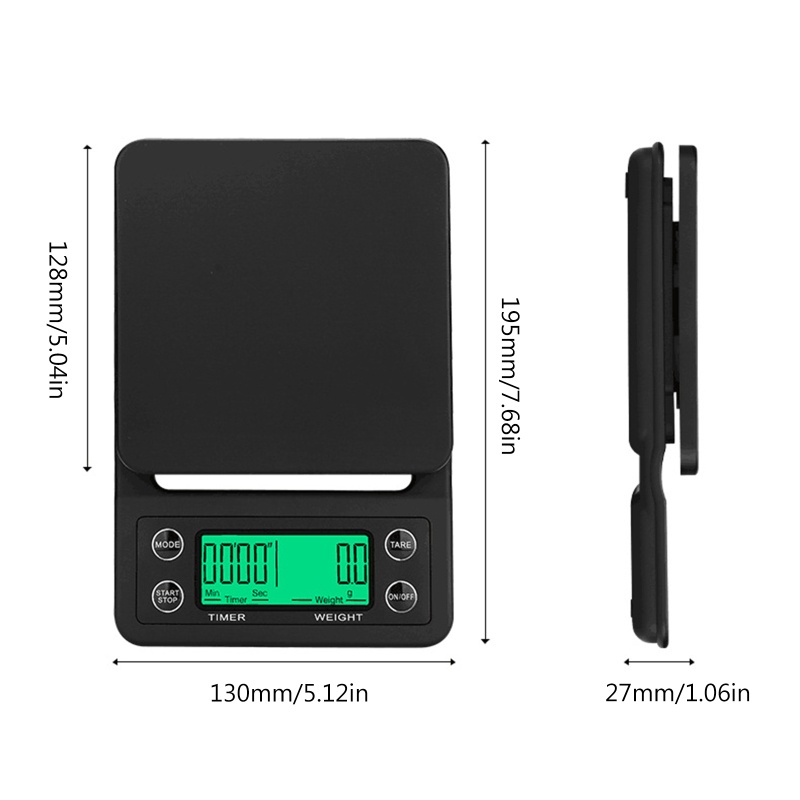 Timbangan Kopi Digital LCD Elektronik Kapasitas 3 / 5KG Dengan Timer 0.1g Untuk Dapur