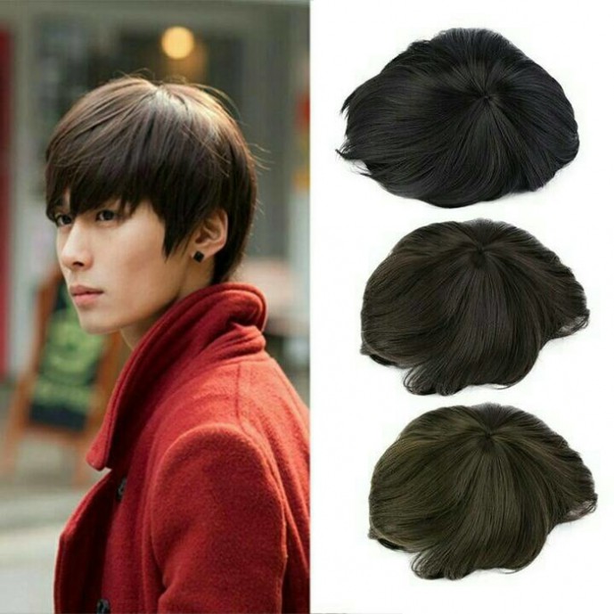 SUPER SALE - FULL WIG LURUS PENDEK ALA PRIA KOREA GANTENG IMPORT TOPI TERKEREN