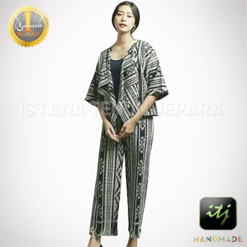 Setelan Batik Celana Wanita Bahan Kain Tenun Asli Handmade Motif Toraja