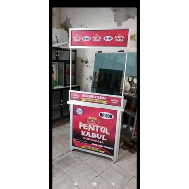 Booth / Meja Lipat Jualan Pentol Bakso + Payung Tenda + Dandang stainless + X-Banner ( POLOS )