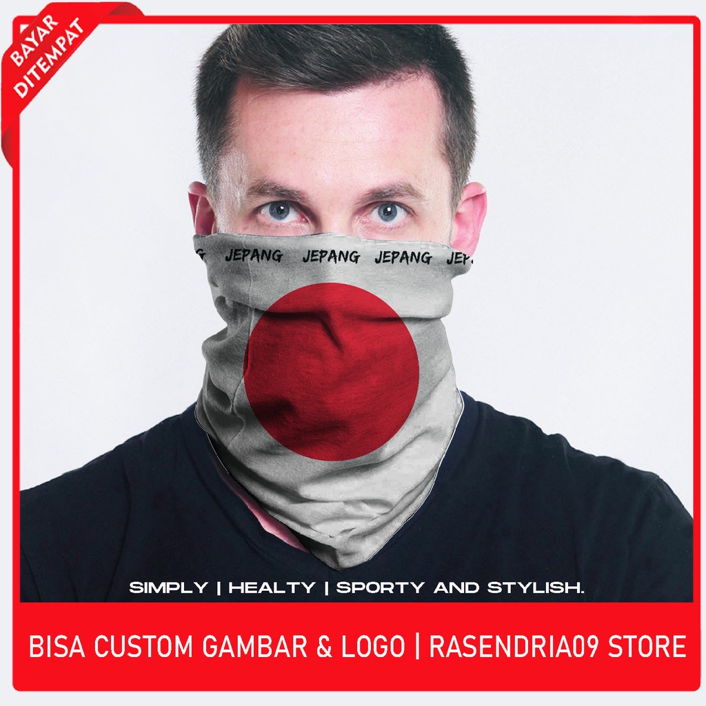 Masker Buff Bandana Fullprint | Motif Bendera Jepang