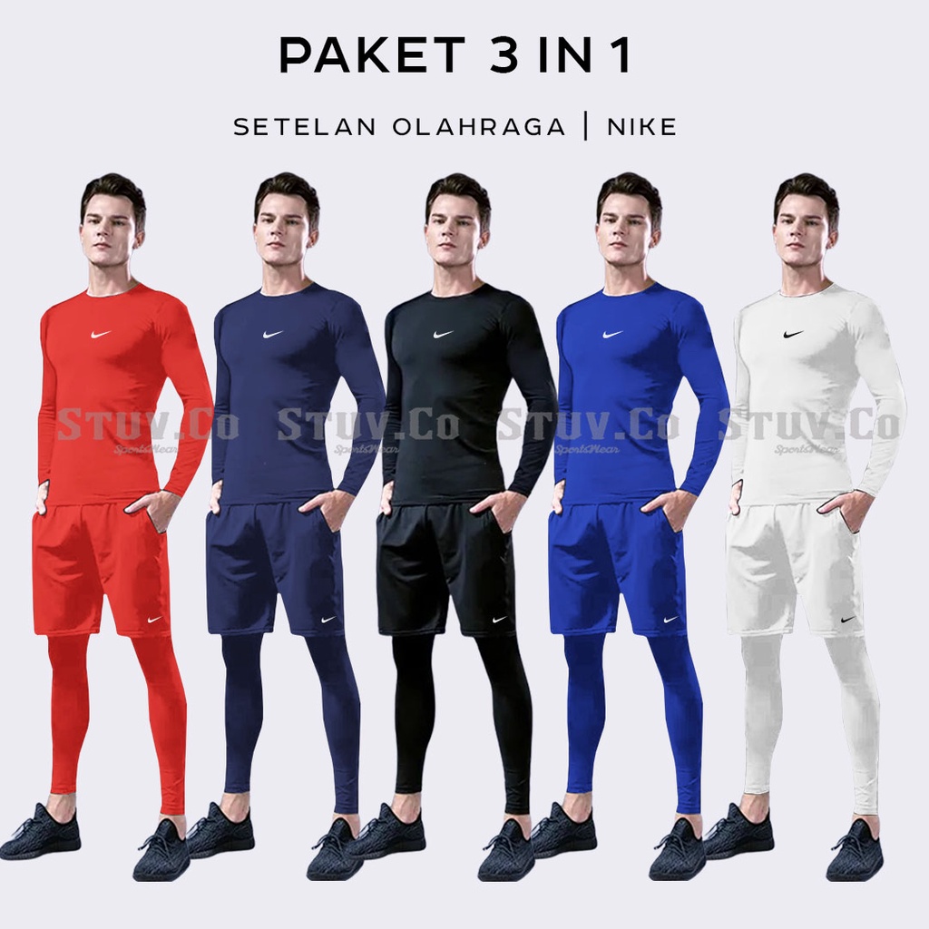 PAKET 3IN1 STELAN MANSET BASELAYER THUMBHOLE LEGGING PANJANG DAN CELANA SAKU DRIFIT OLAHRAGA UNISEX