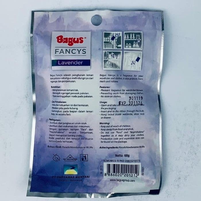 BAGUS FANCYS PENGHARUM LEMARI &amp; ANTI NGENGAT LAVENDER 60g