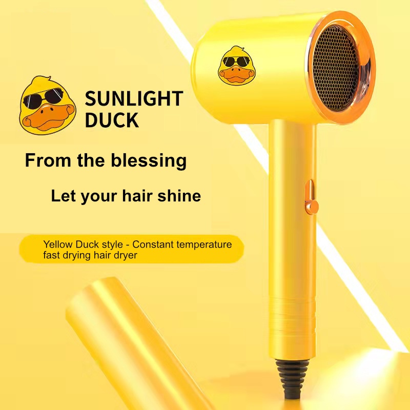 Hair Dryer Portable Bentuk Bebek Warna Kuning Untuk Perawatan Rambut