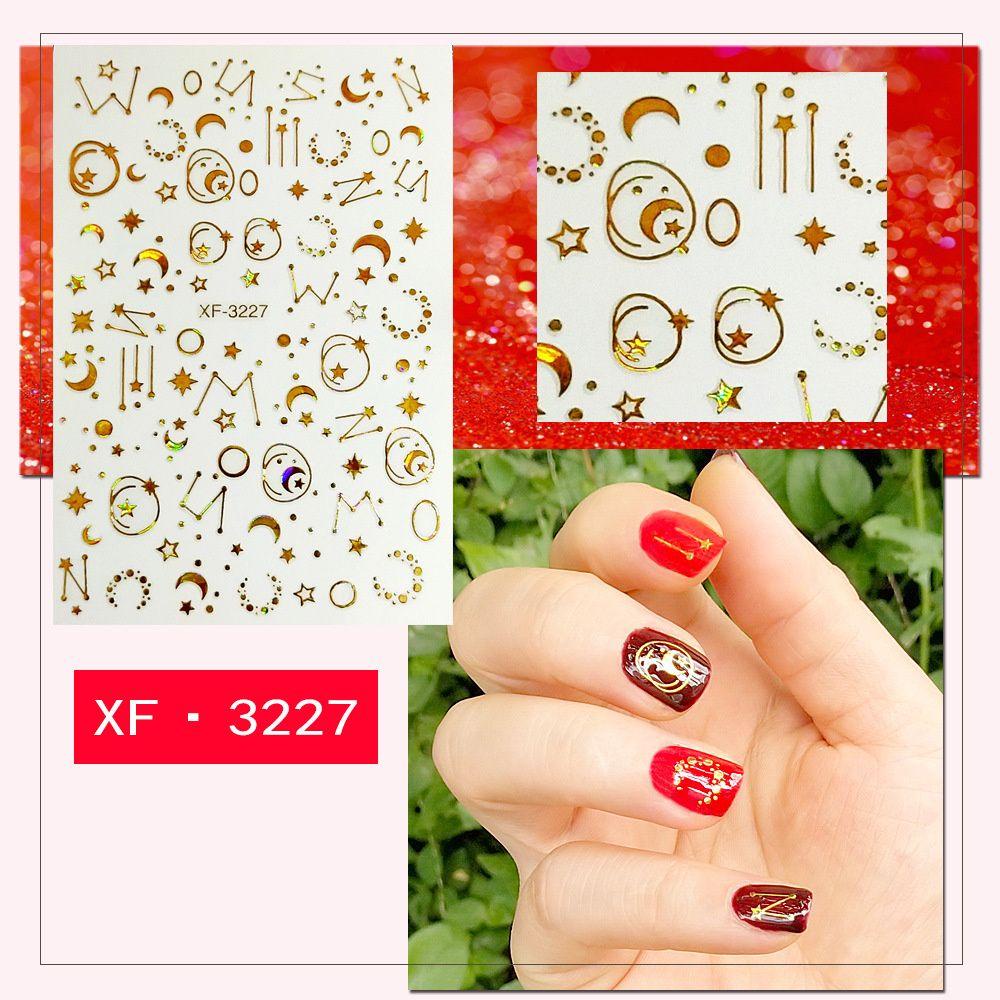 [POPULAR] Nail Art 3D Nail Sticker Star Transfer Stickers Shining Decals Rose Flowers Geometric Waved Self Adhesive Lines Stripe Nail Art Decoration