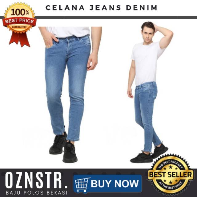 Celana Panjang Denim Pria Distro Skinny Premium Quality Murah - Blue Wash