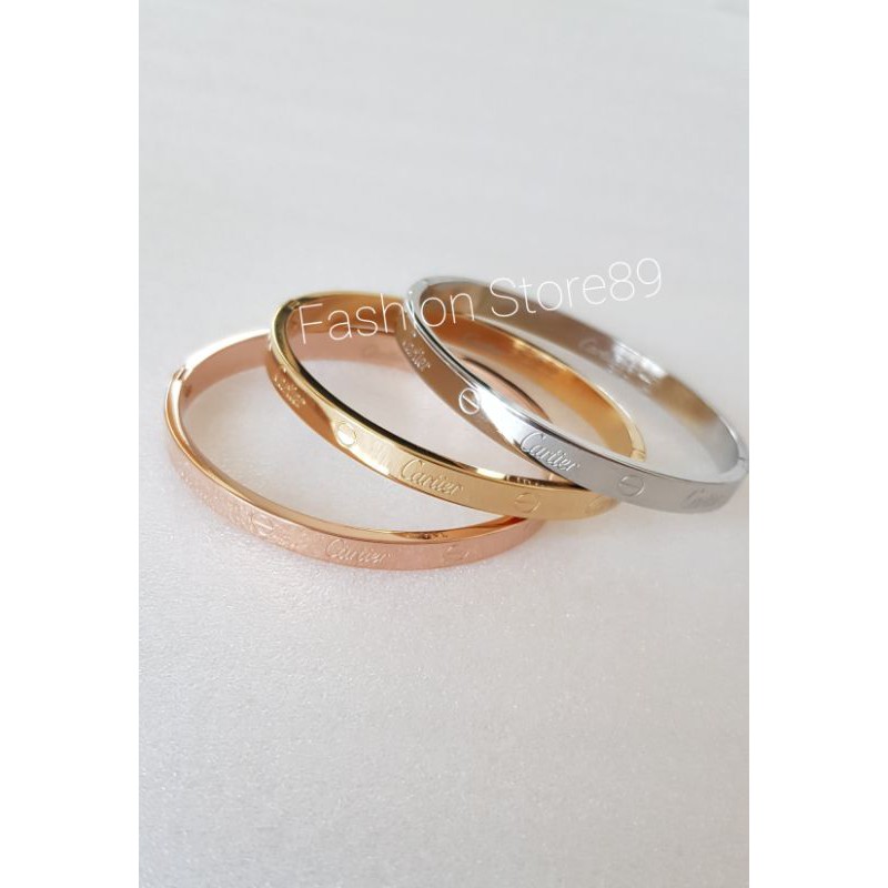 Gelang Bangle CR Titanium import bestseller Antikarat Gold Rosegold white gelang keroncong titanium