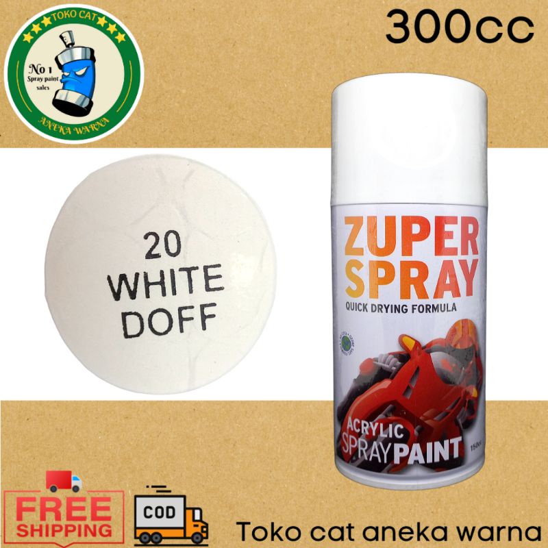 cat semprot 300cc white doff putih flat zuper spray produk dari rj london spray paint pilox pilok pylox