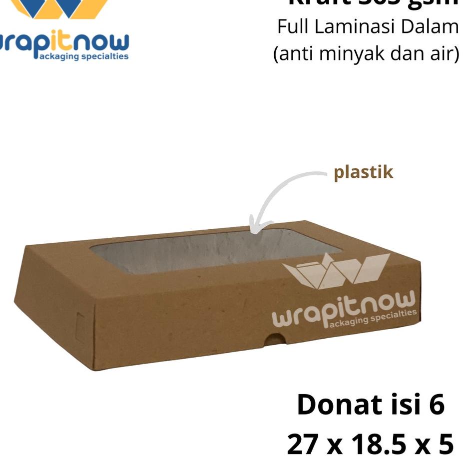 

ER426 (isi 50 pcs) Dus Donat isi 6 Kraft Laminasi 27x18.5x5// dus roti/ dus cookies/ box kraft vezk226
