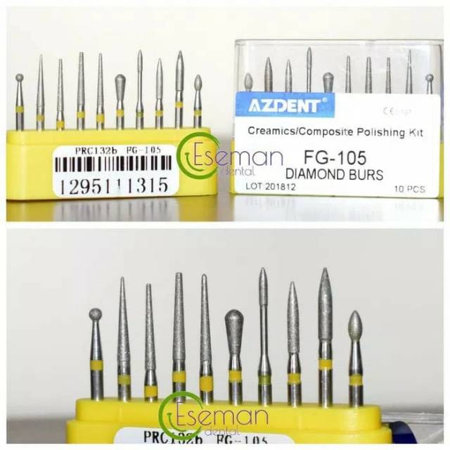 Dental Fine Finishing Bur Set Superfine Polishing 1 Kotak Kit isi 10pcs FG-105 Bur Pita Kuning Highs