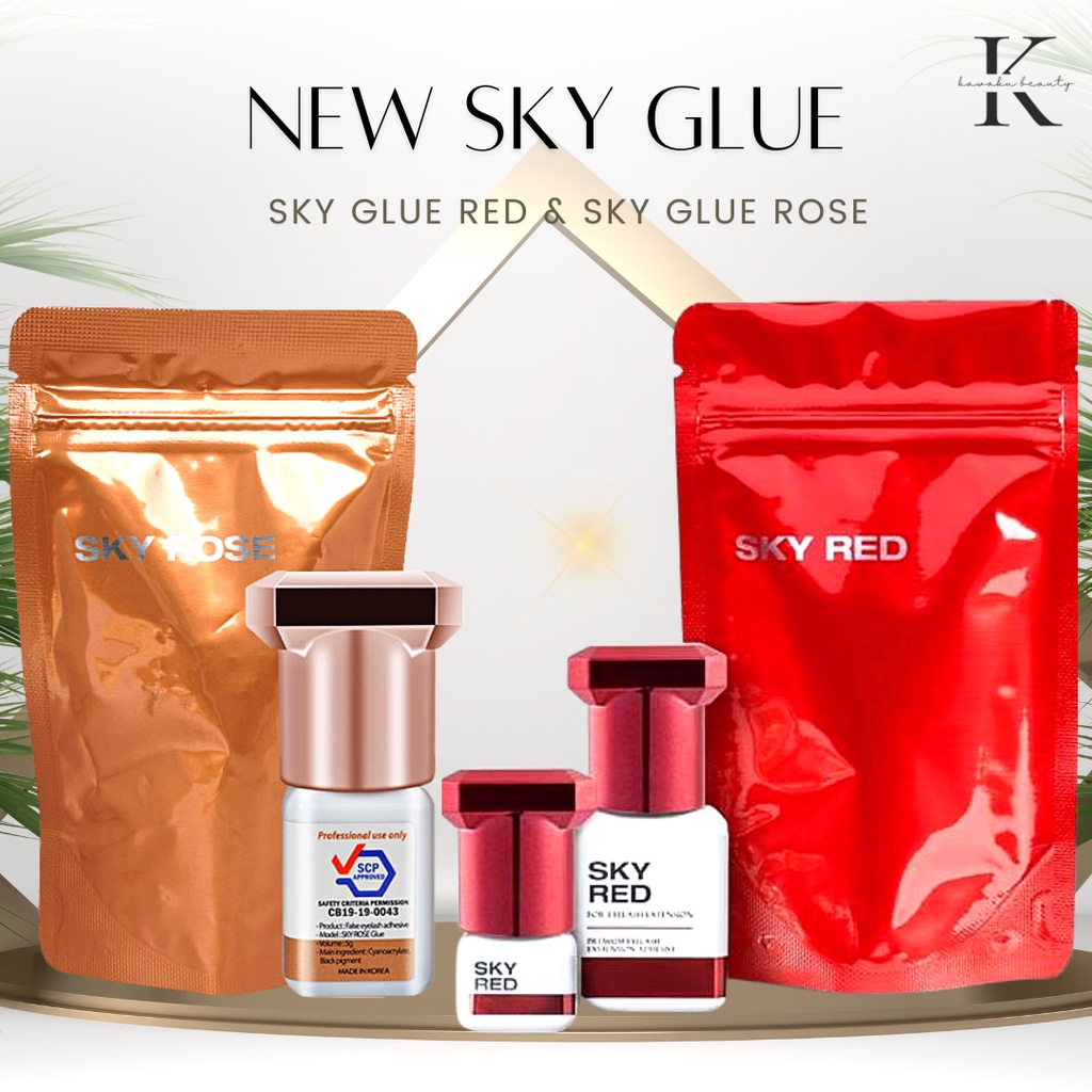 NEW! SKY GLUE RED SKY GLUE ROSE 5ml Eyelash Extension Glue Premium Series / Lem bulu mata