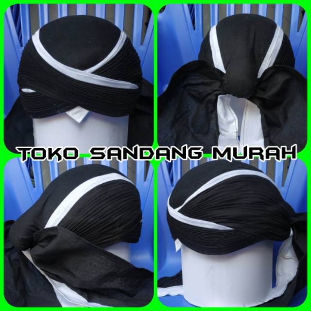 Blangkon Jogja lipat Kasunanan Hitam lis Putih Sliwir - Busana jawa - Pakaian jawa - Baju jawa