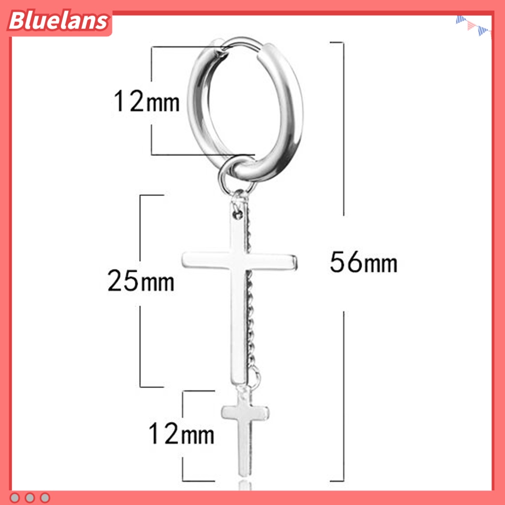 Bluelans 1Pc Hoop Earring Cool Unisex Stainless steel Long Chain Ear Clip