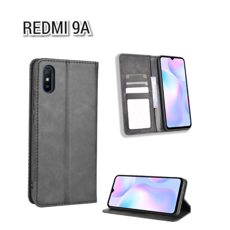 FLIP CASE DOMPET KULIT POLOS REDMI 9A