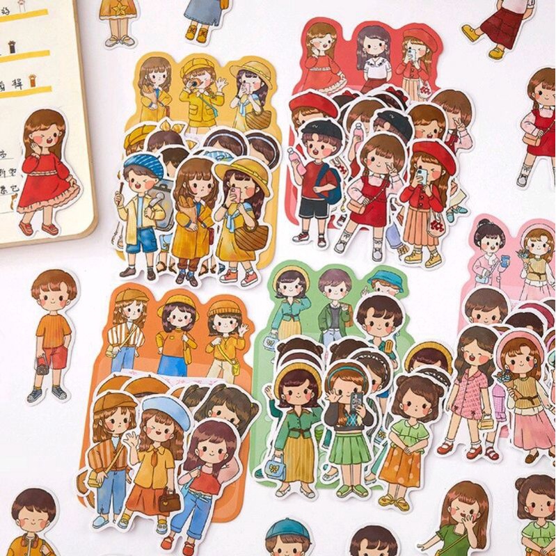 

Boy & Girl Paper Sticker Big Size Scarbook Journal // Dimino