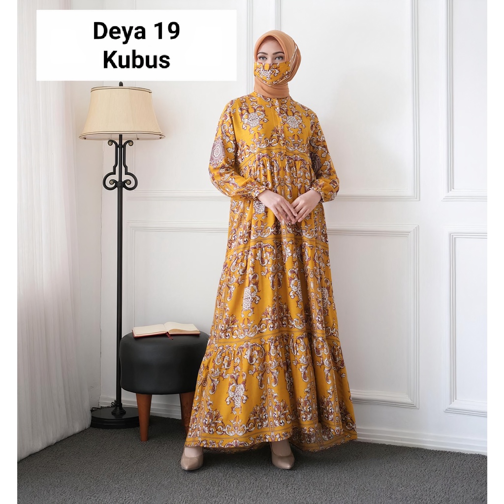 Gudang_Mukenaku Gamis Deya 19 Maxi Syari Fashion Wanita Dewasa Bahan Katun Apple Kancing Depan (Busui) Terbaru Premium COD bisa bayar di tujuan