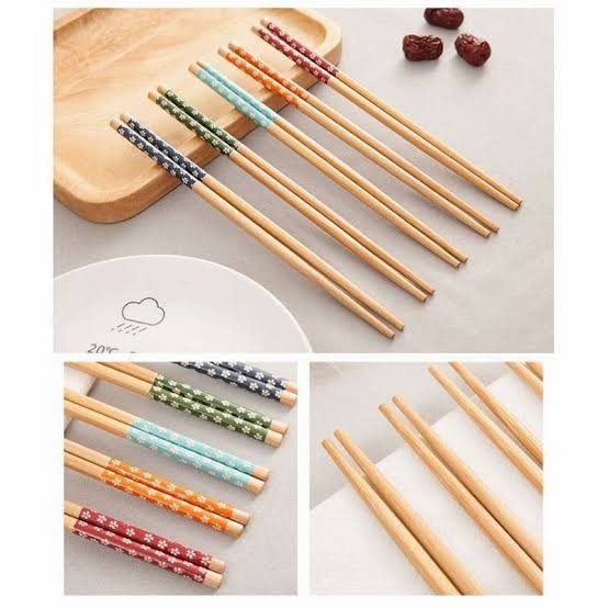 Sumpit Bambu Motif Bunga Sumpit Kayu Mie Sumpit Kayu Bambu alat Makan chopsticks