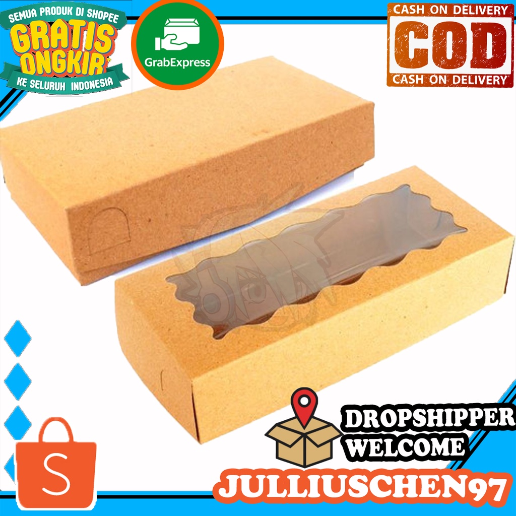 

JJ CHEN Kotak Dus Brownies Box 22x10 Dus Brownies 22x10x5 Box Brownies Jendela Kemasan Brownies Dus kue