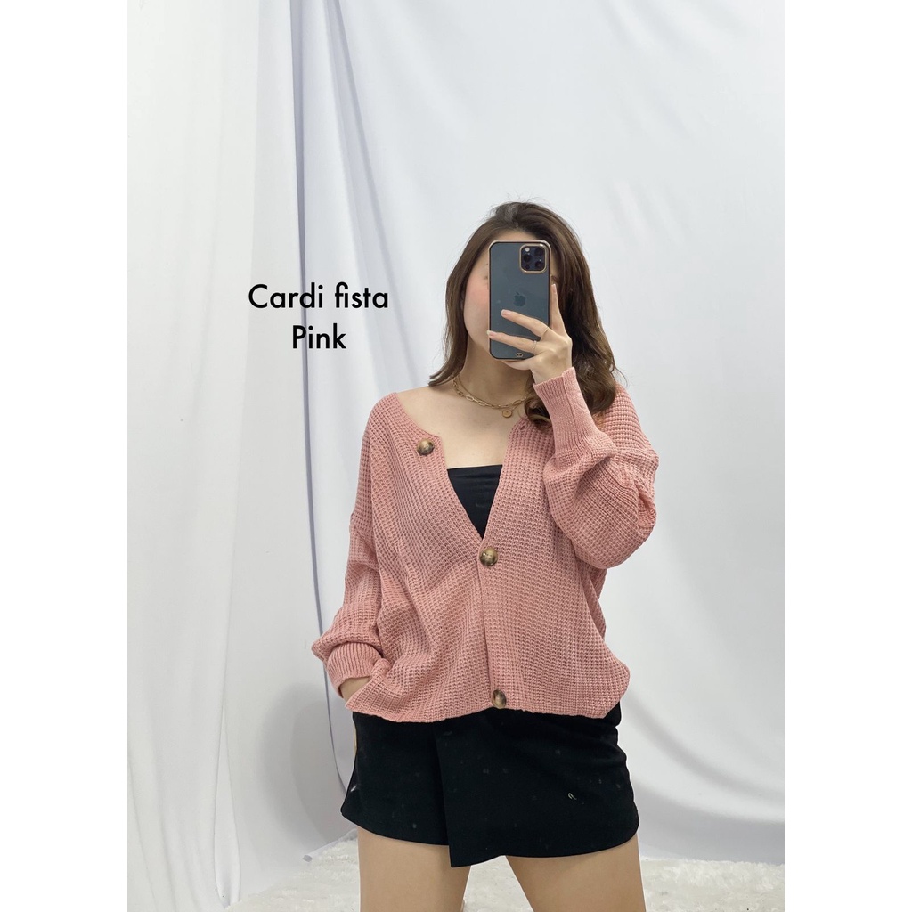 HOPYLOVY - Cardigan Rajut Wanita Lengan Puff Fista