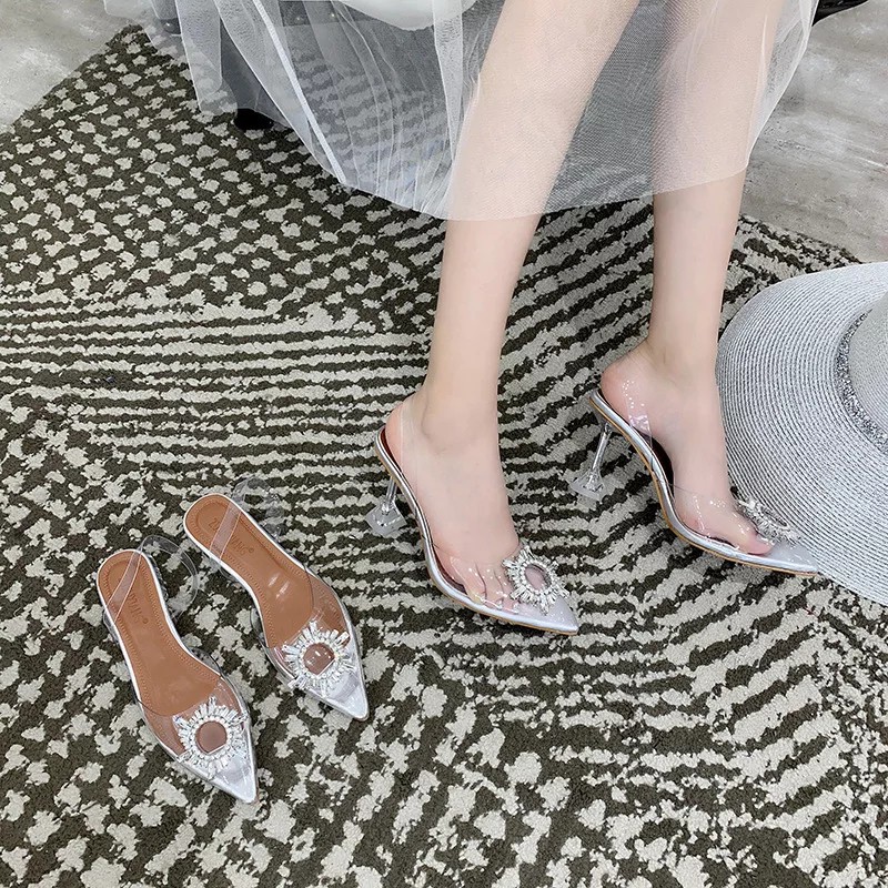 AGI0129 hak tinggi Bohemian Heels transparan kaca wanita import kekinian model terbaru cod jakarta-7