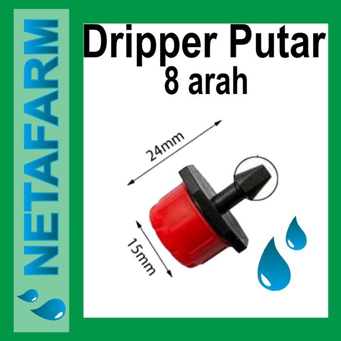 Spayer 8 ways / Dripper putar 8 arah warna merah hitam ( satuan )