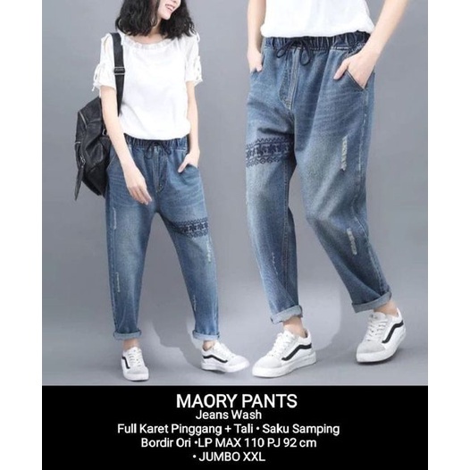 Maory Baggy Bordir Celana Wanita Jeans