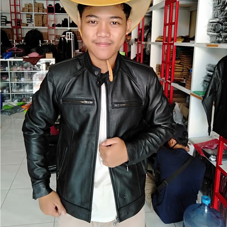 Jaket Kulit Domba Asli Pria Elegant Brownie Koboi ARL Ariel Noah 90