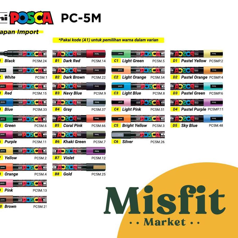 

[KODE G492] UNI POSCA PC-5M Paint Marker (Medium Point) PC5M Spidol Warna Warni