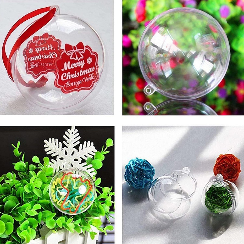 Ornamen Bola Gantung Bahan Plastik Transparan Ukuran 5 / 6 / 8 / 10cm Untuk Dekorasi Pohon Natal