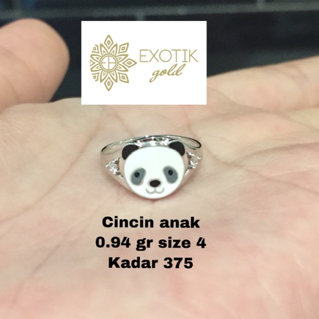Cincin emas putih anak kadar 375