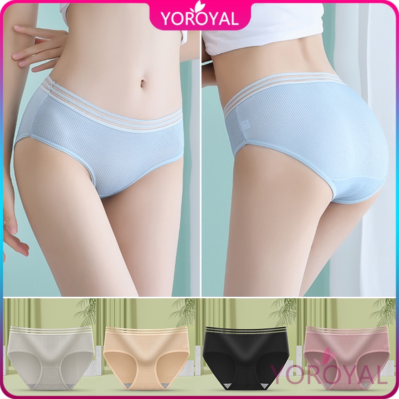 [COD] YOROYAL Celana Dalam Wanita Underwear Cewek Polos list hitam Celana Dalam Korea Bahan Katun
