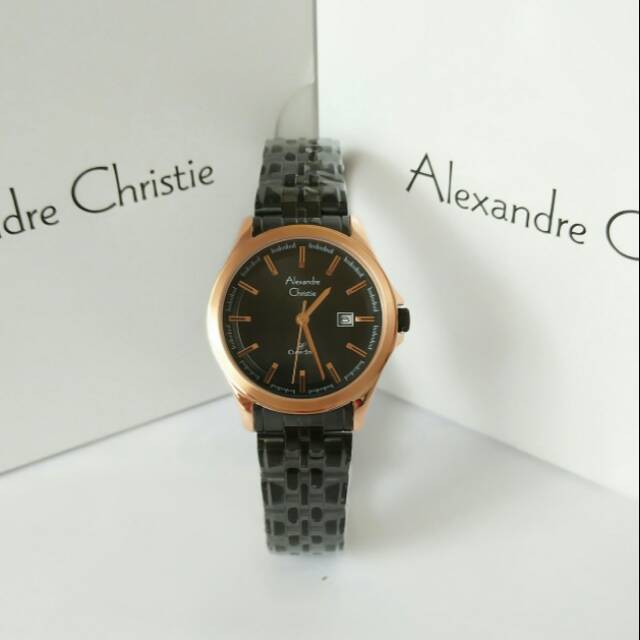 Jam tangan wanita alexandre christie 8402 black rosegold
