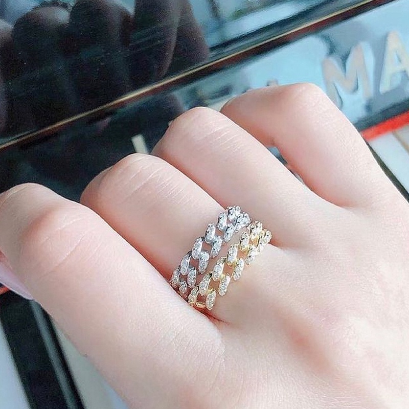 Fancyqube Cincin Jari Wanita Desain Bling Link Untuk Pesta Pernikahan