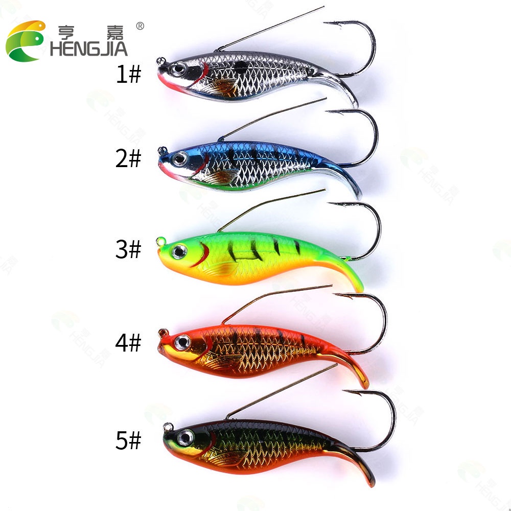 Hengjia 5pcs / Lot Umpan Pancing Tiruan Bentuk Ikan Vib 8.5cm / 21g Dengan Kail Tunggal