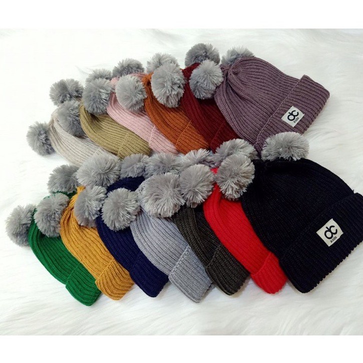 DC KIDS TOPI RAJUT ANAK POMPOM KUPLUK BAYI POMPOM PREMIUM Cowok Cewek Topi Rajut Pompom Bulu Anak ,Topi Kupluk Wool Rajut,Unisex